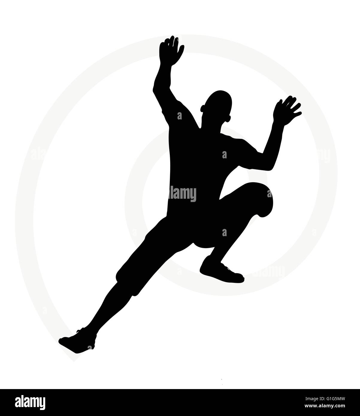 illustration of senior climber man silhouette isolated on  white background  - in climbing pose Stock Vector