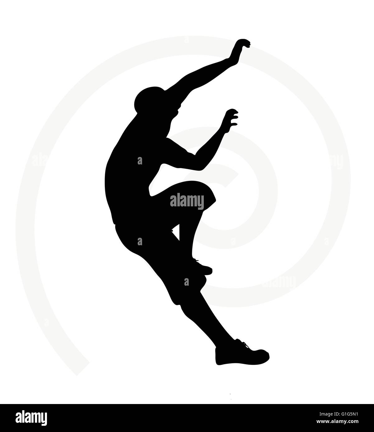 illustration of senior climber man silhouette isolated on  white background  - in climbing pose Stock Vector