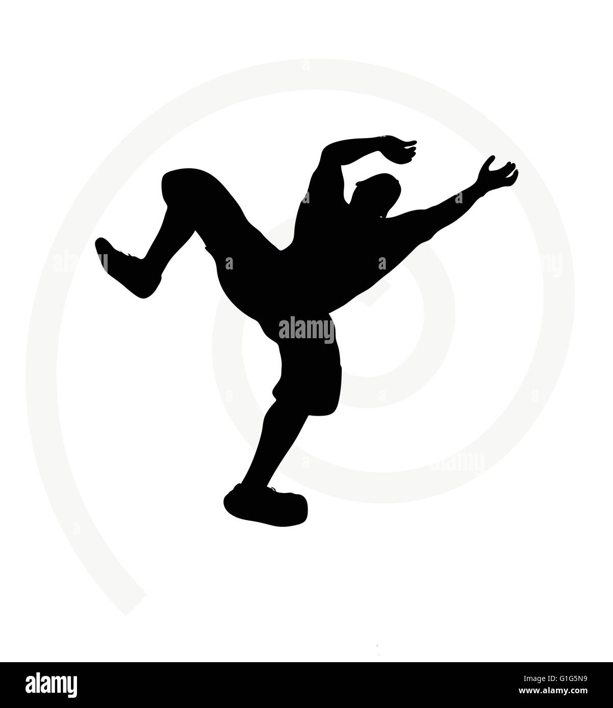 illustration of senior climber man silhouette isolated on white background  - in climbing pose Stock Vector