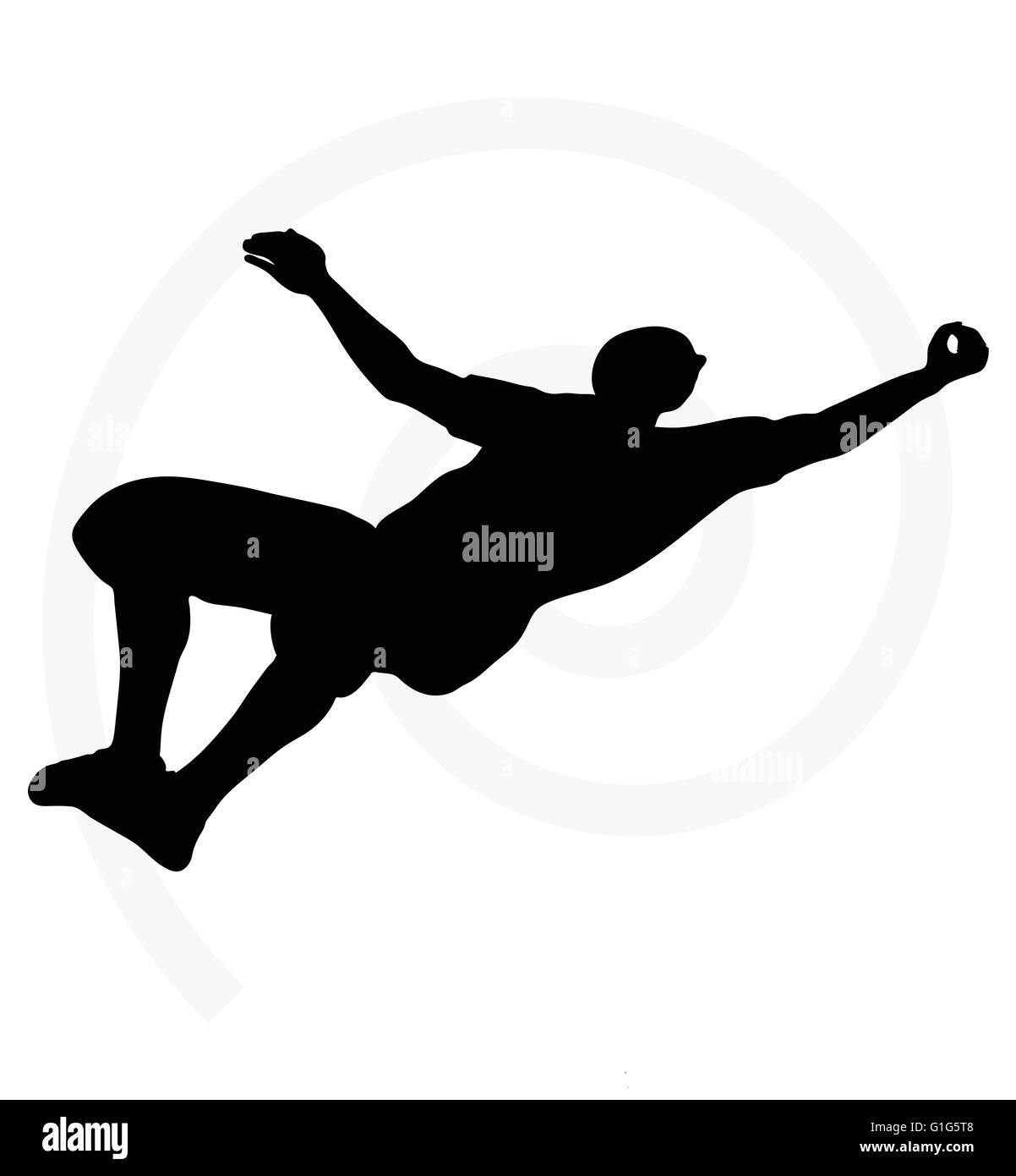 man silhouette isolated on white background - in hanging pose Stock Vector