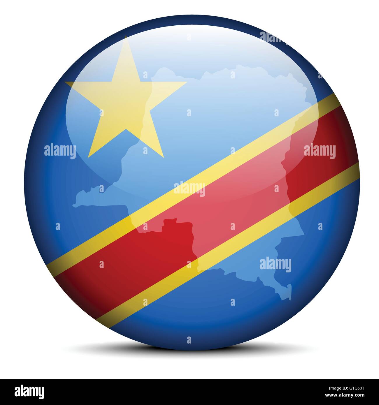 Vector Image - Map on flag button of Democratic Republic of the Congo Stock Vector
