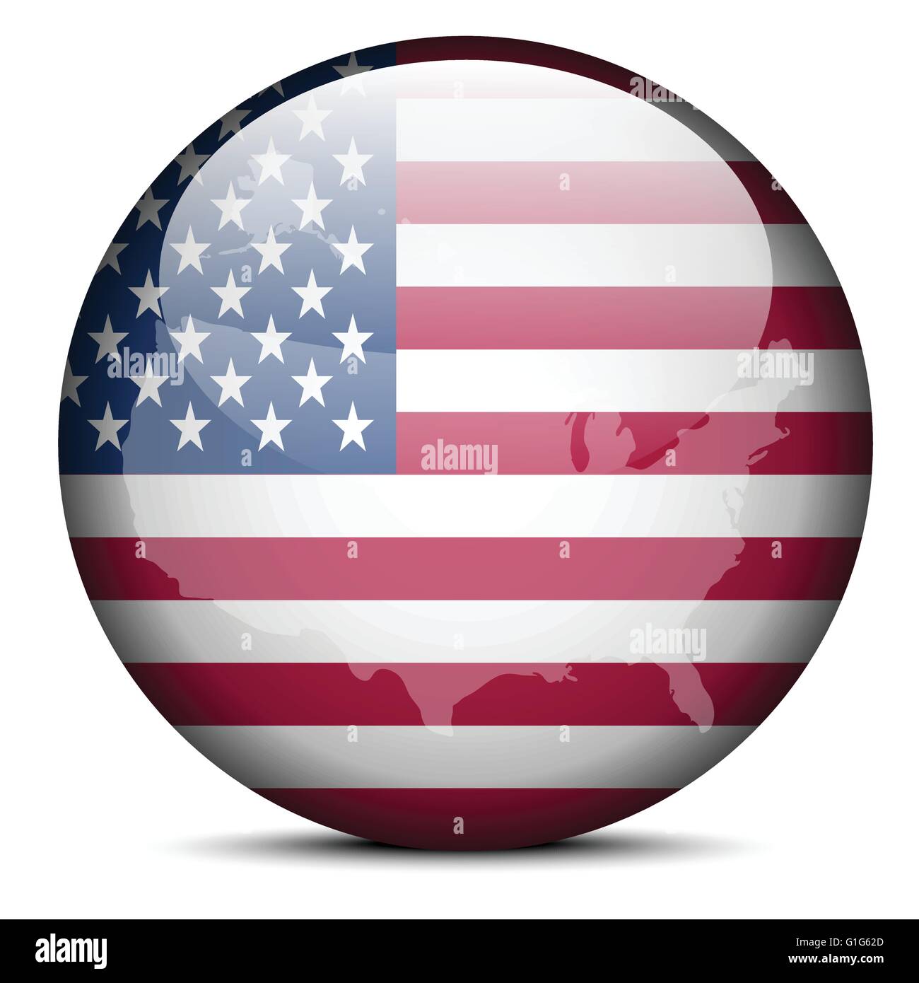 Vector Image - Map on flag button of United States of America Stock ...