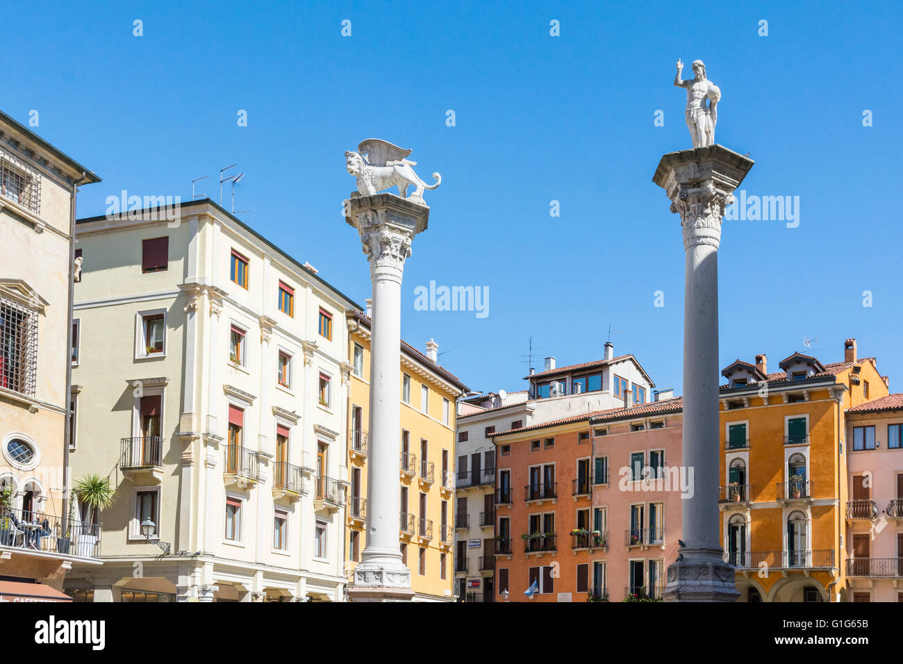 Vicenza,Italy-April 3,2015:the famous town square  named Piazza dei Signor in Vicenza, Italy during a sunny day. Stock Photo