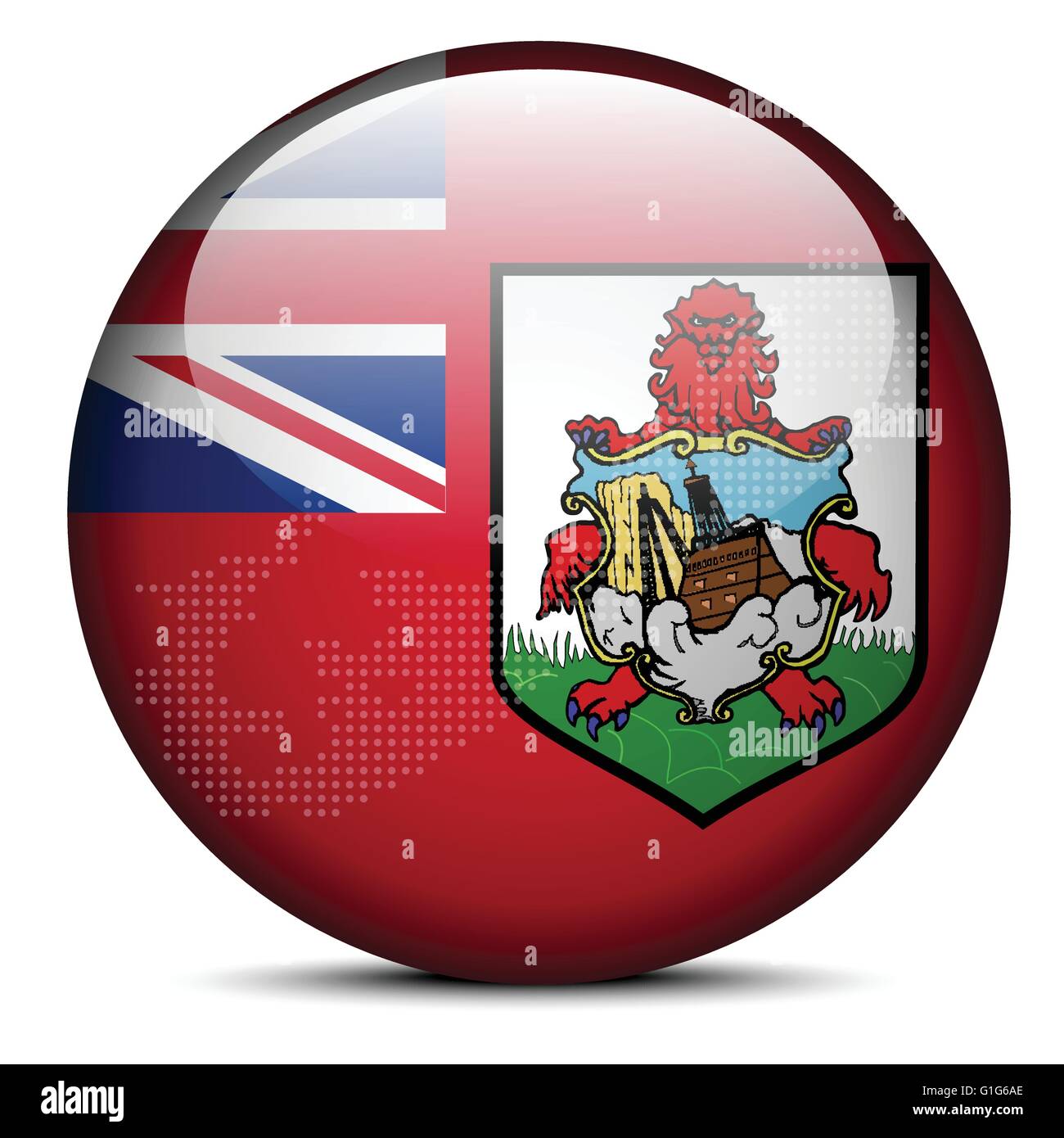 Vector Image - Map with Dot Pattern on flag button of Bermuda Stock ...