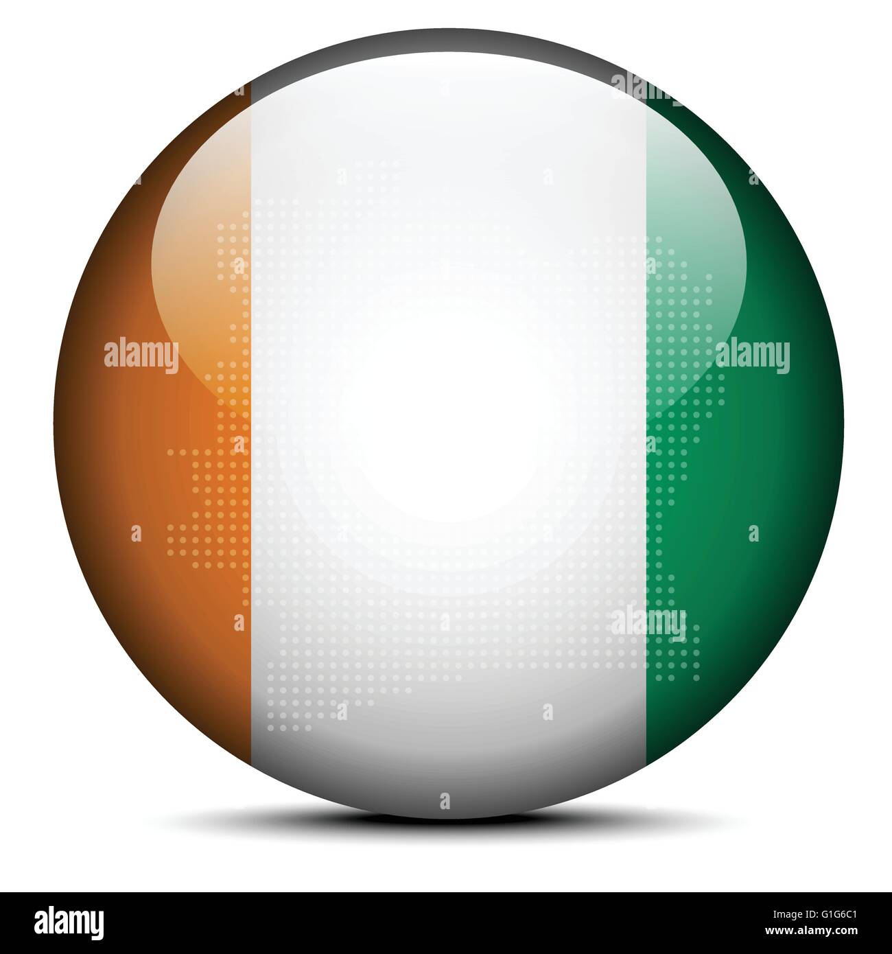 Vector Image - Map with Dot Pattern on flag button of Republic of Cote ...