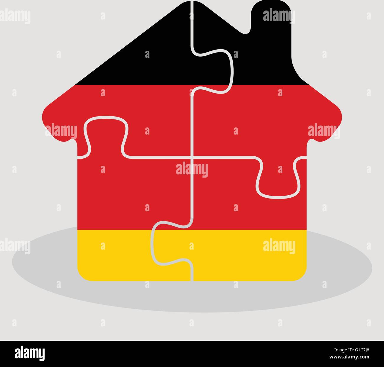 Vector illustration of house home icon with German flag in puzzle ...