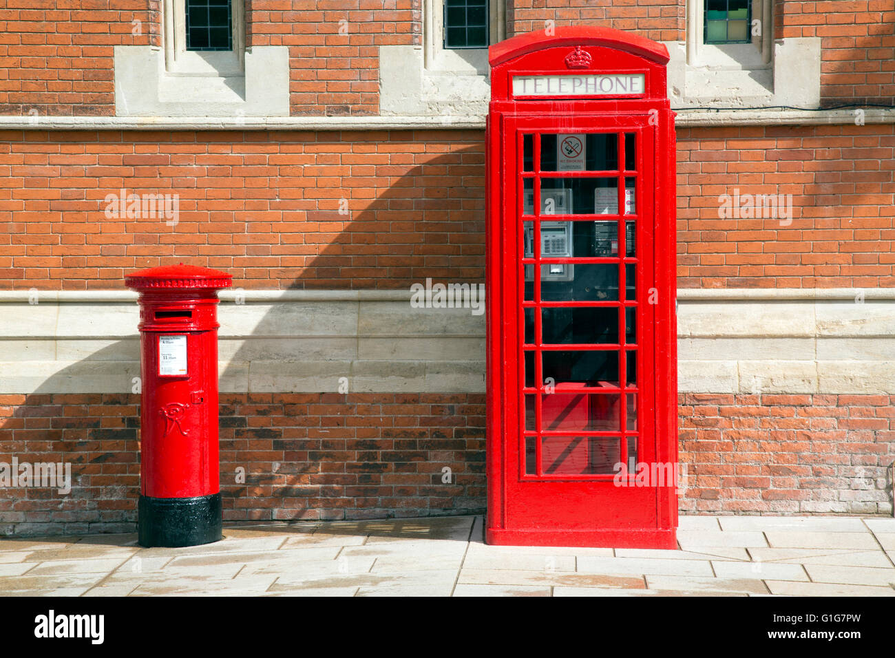Red Telephone and Post Box, Stratford Upon Avon; England; UK Stock Photo