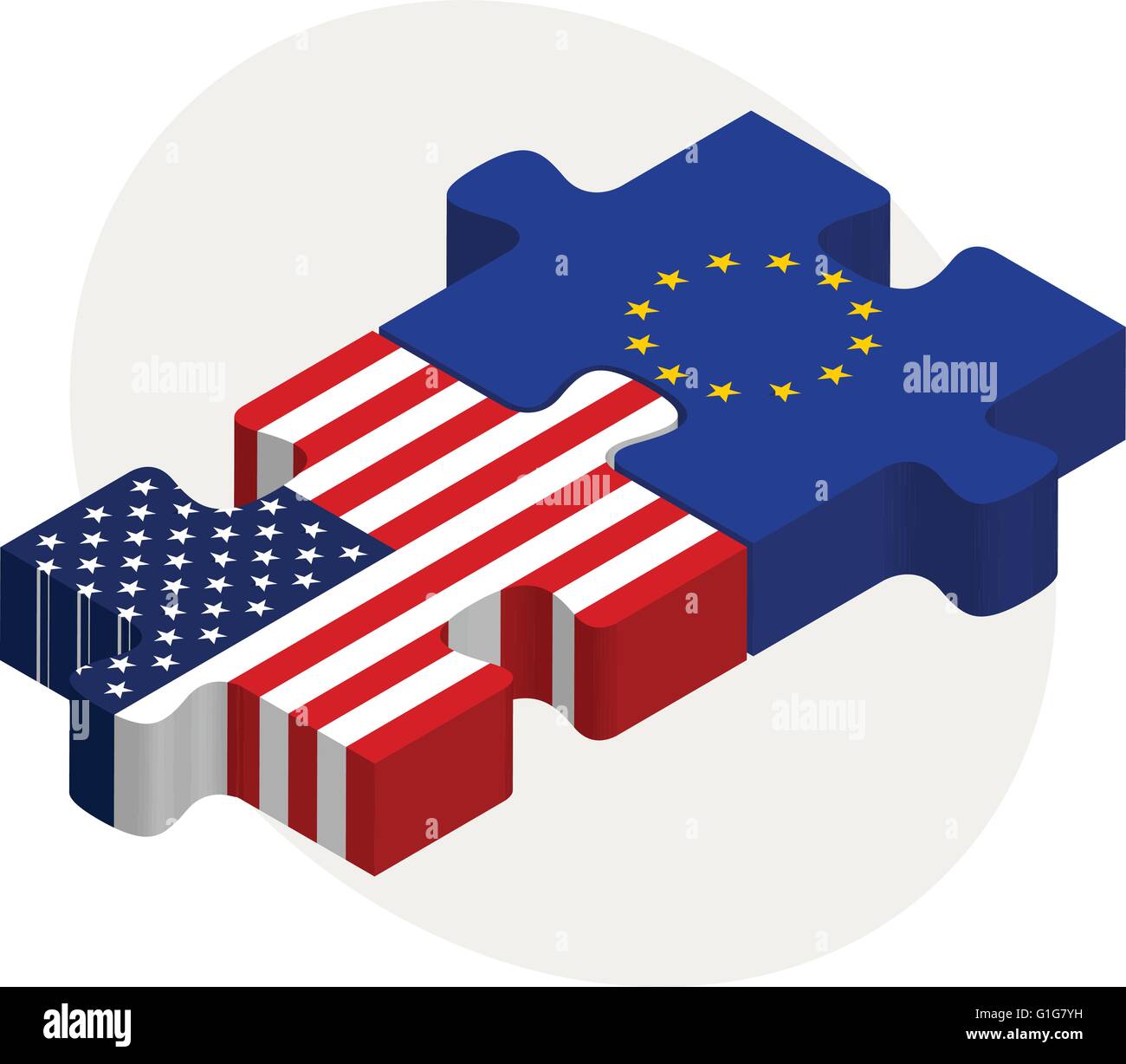 Vector Image - USA and European Flags in puzzle isolated on white ...
