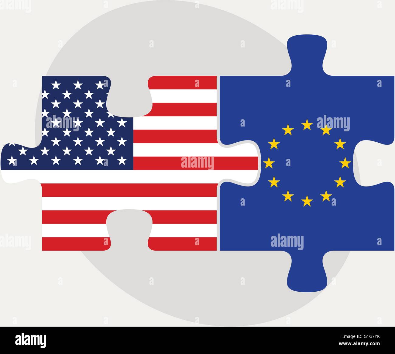 illustration of USA and European Union Flags in puzzle isolated on ...