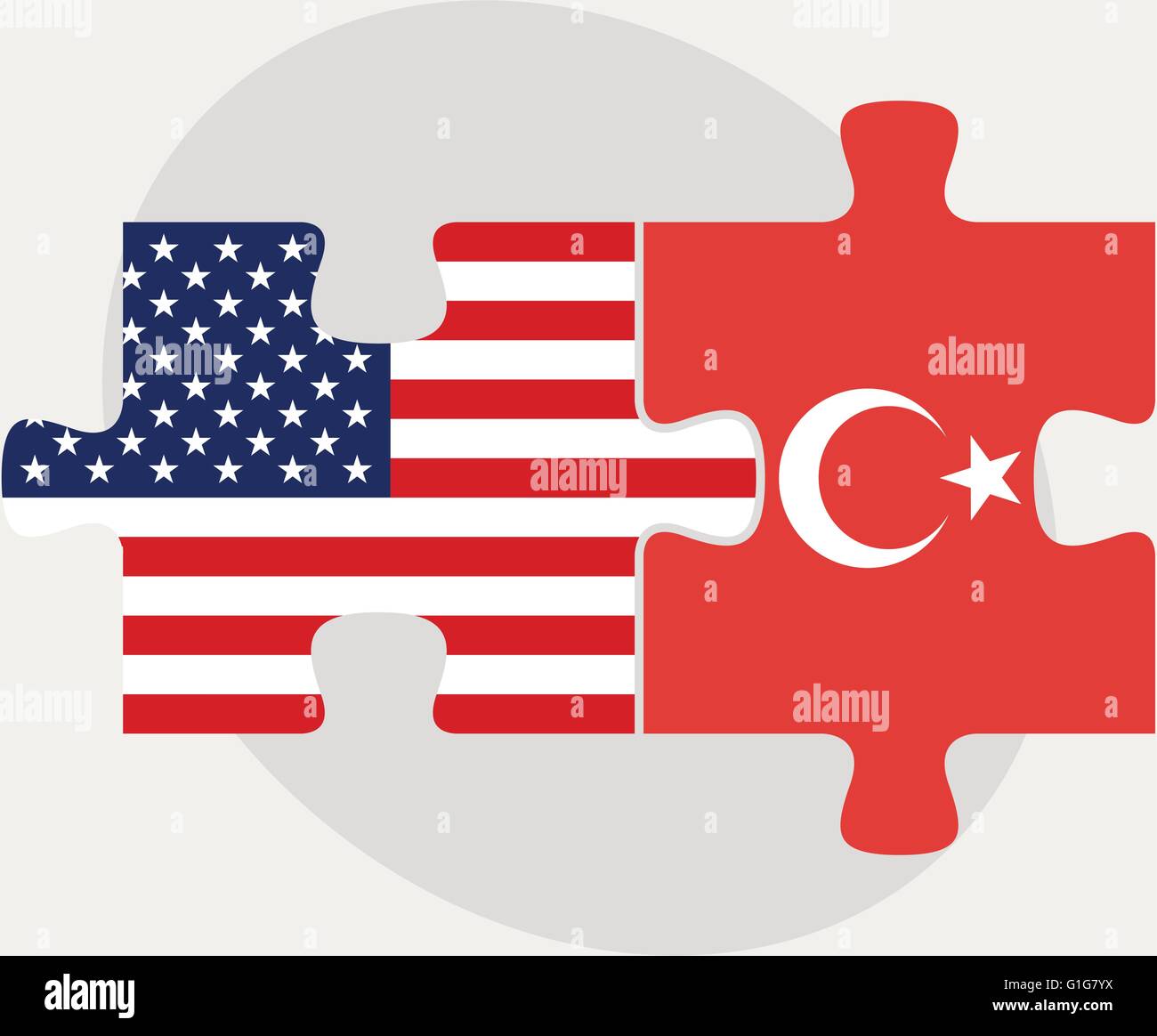 Vector Image USA and Turkey Flags in puzzle isolated on white