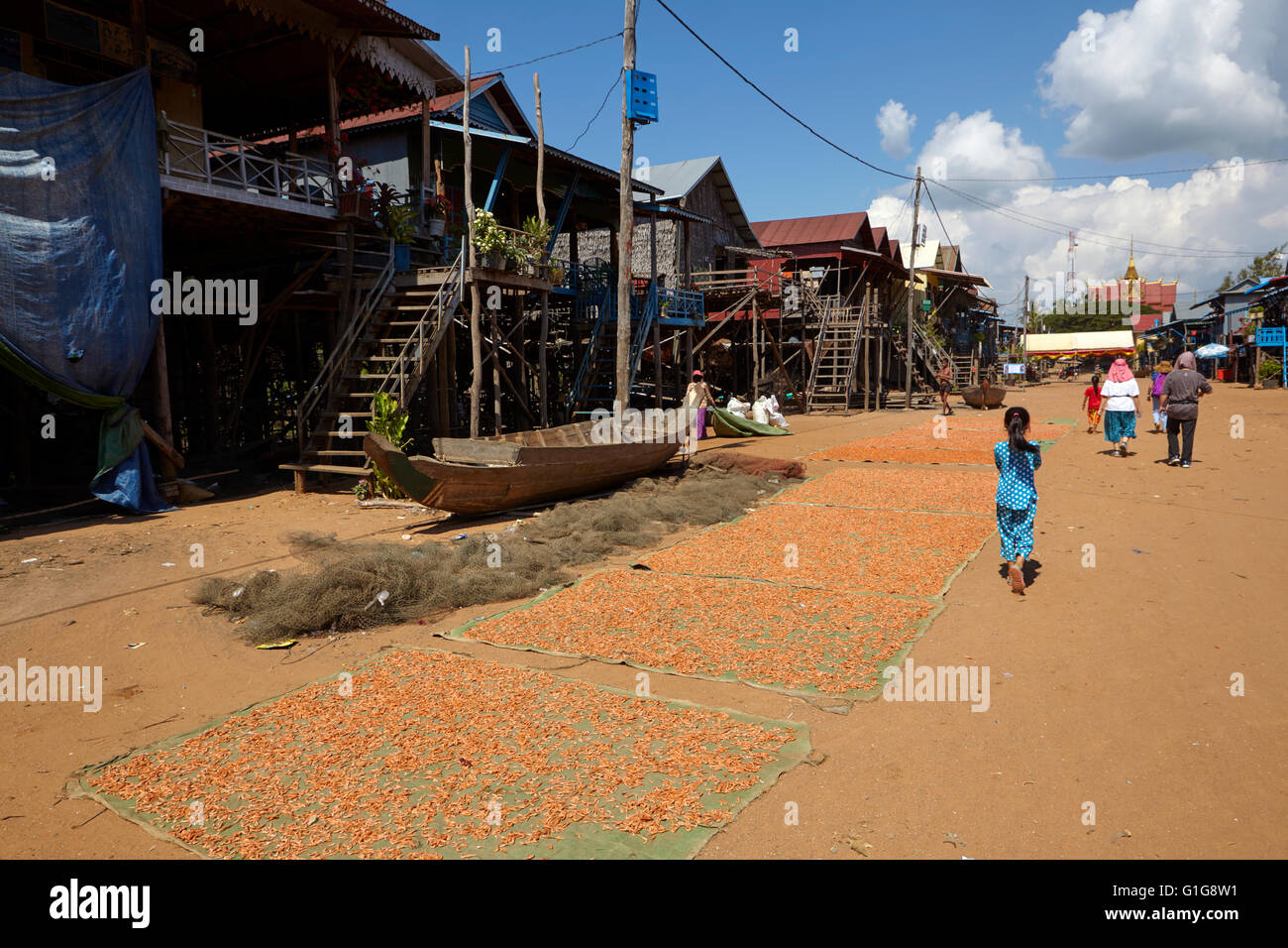 Dry shrimps at the floating village of Kompong Phluk, Siem Reap, Cambodia Stock Photo