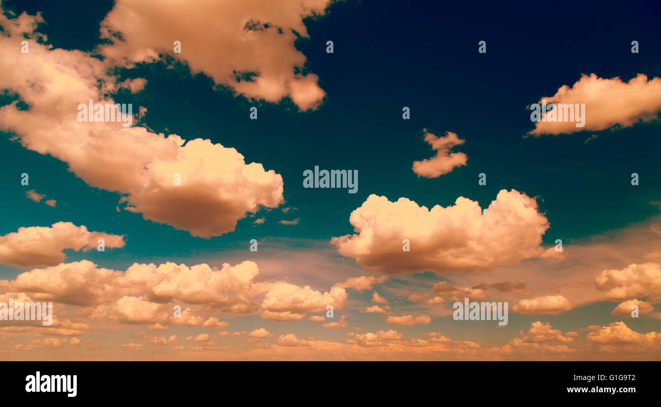 White fluffy clouds over blue sky, filtered instagram look Stock Photo ...