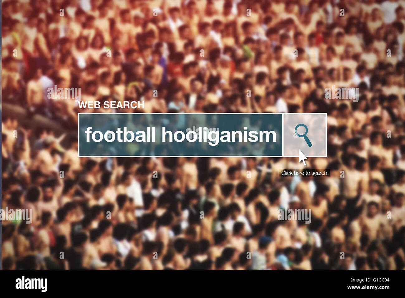 Web search bar glossary term - football hooliganism definition in internet glossary. Stock Photo