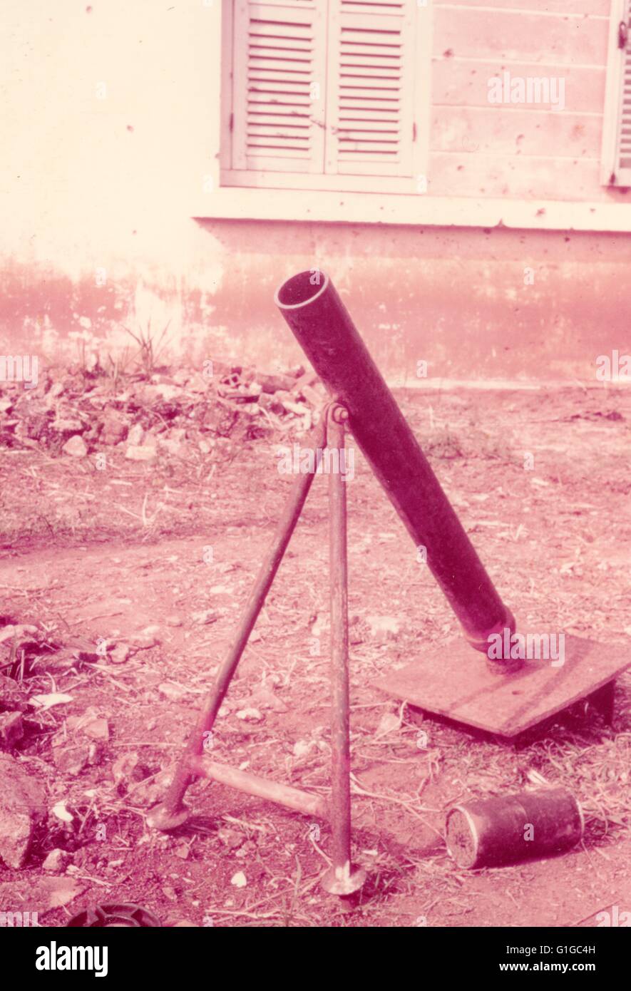 Captured Viet Cong Home Made Mortar South Vietnam 1970 Stock Photo