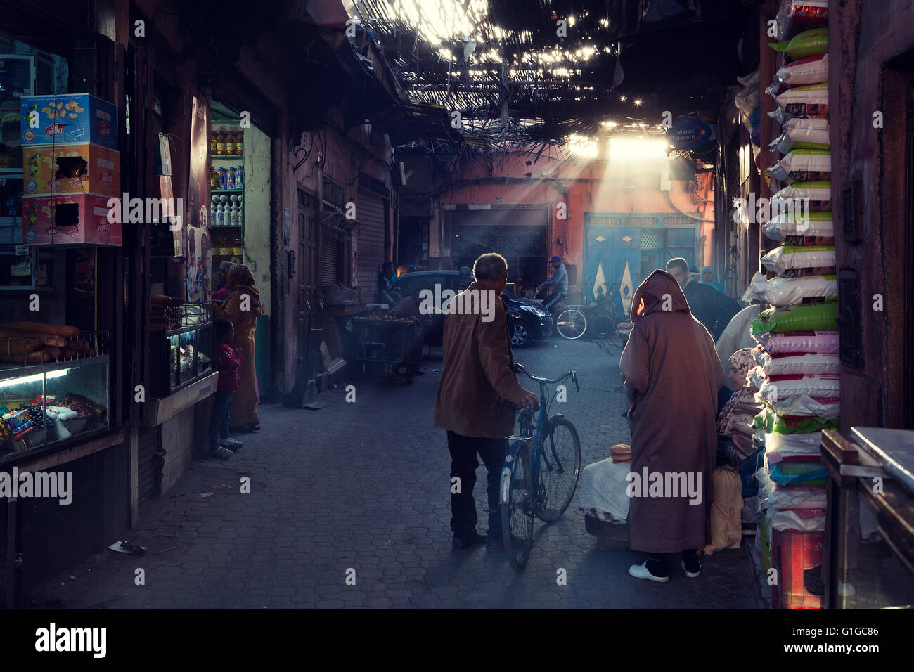 Morning light in the Medina of Marrakesh, Morocco Stock Photo