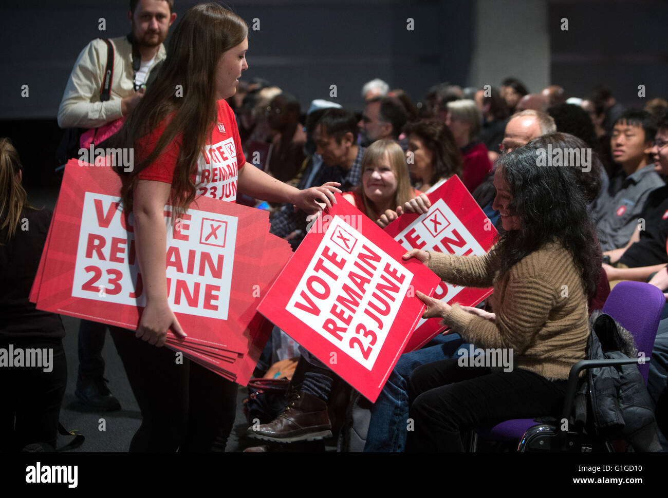 Rally at the QE2 centre with Jeremy Corbyn to 'Vote In' at the EU referendum on June 23rd Stock Photo