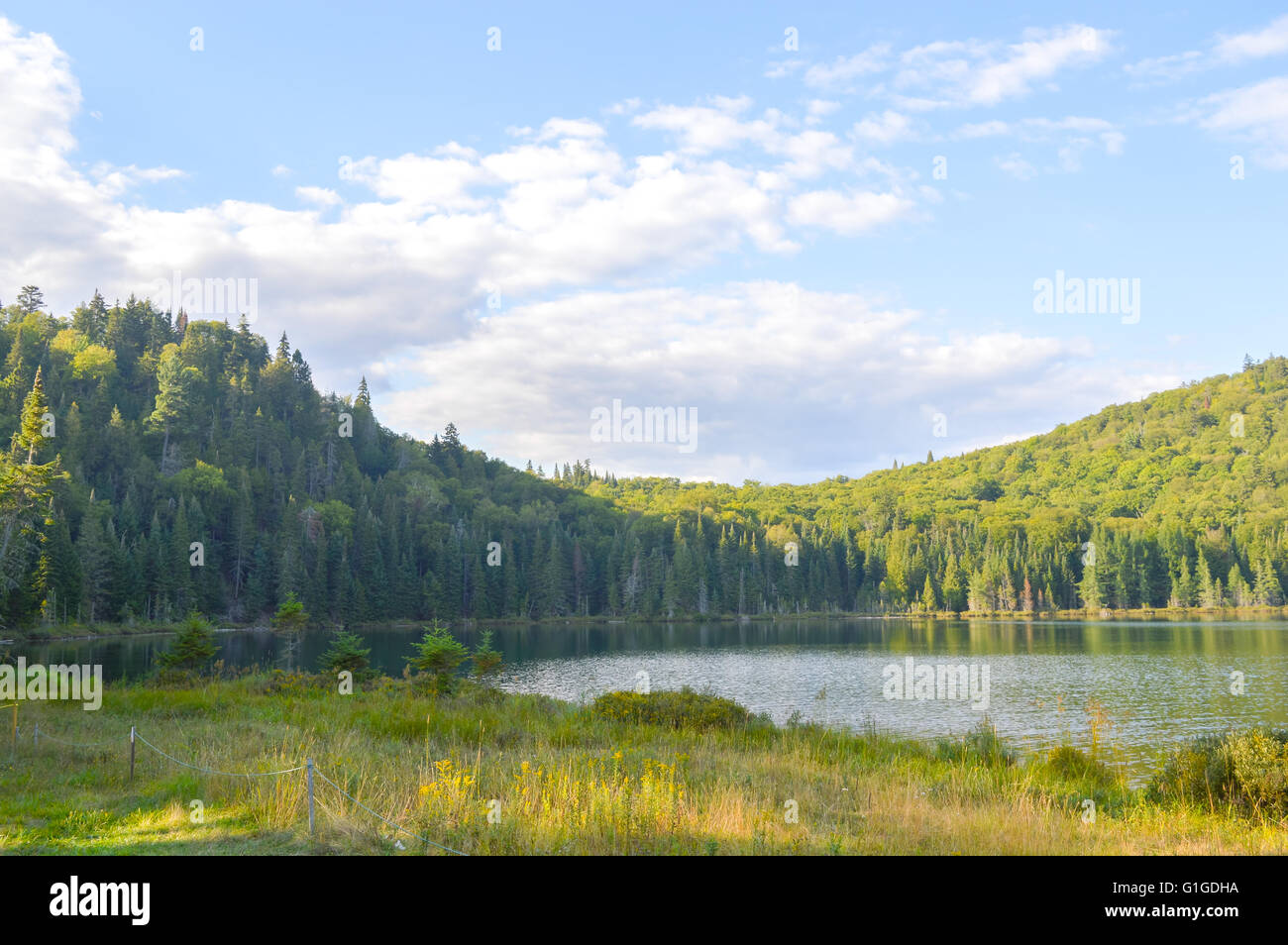 Lac in Mont-Tremblant national park in sunshine, Quebec, Canada Stock Photo