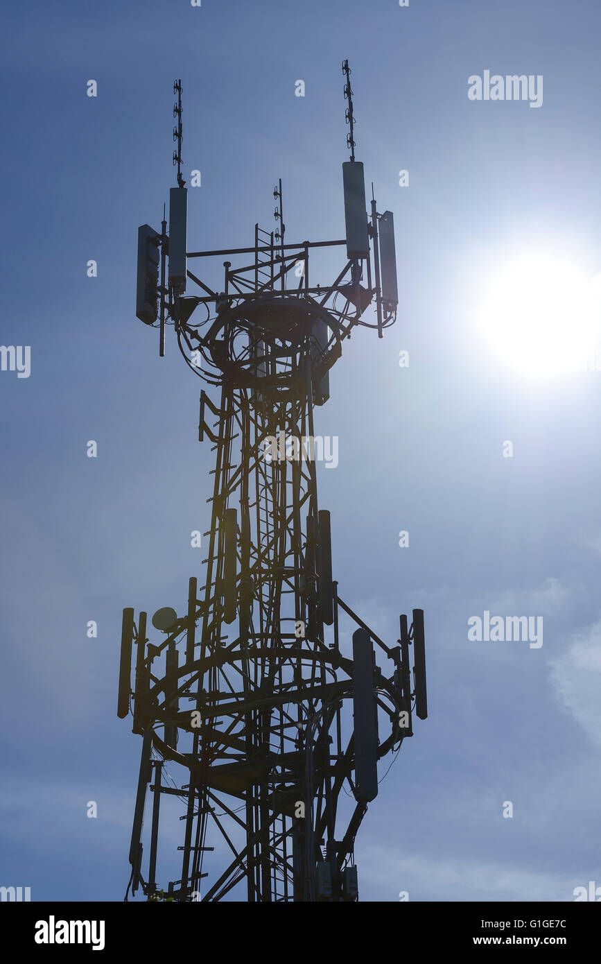 Mobile phone communication mast Stock Photo