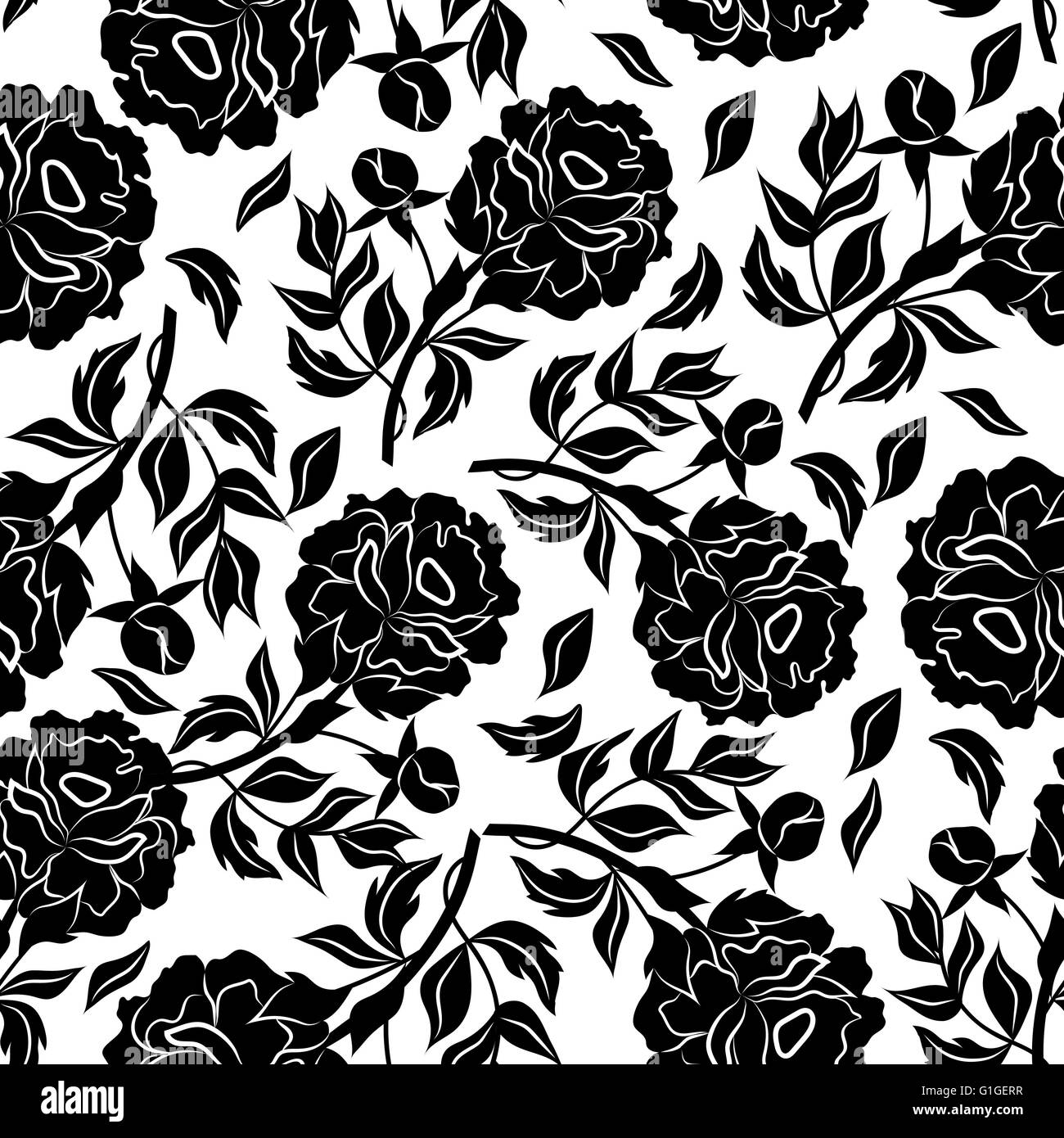 Seamless floral pattern with peonies Stock Vector Image & Art - Alamy