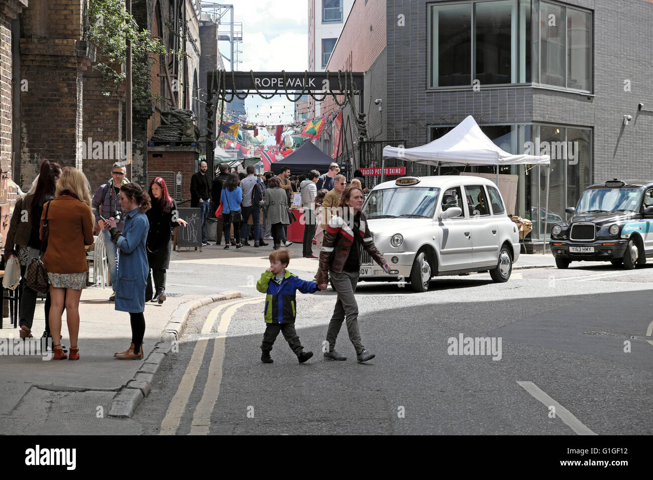 Entrance to artisan ROPEWALK street food market under the railway