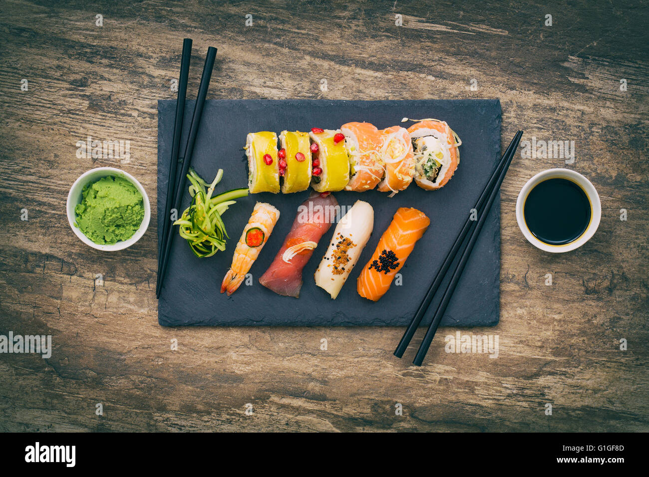 sushi roll raw makki fresh food seafood susi - stock image Stock Photo