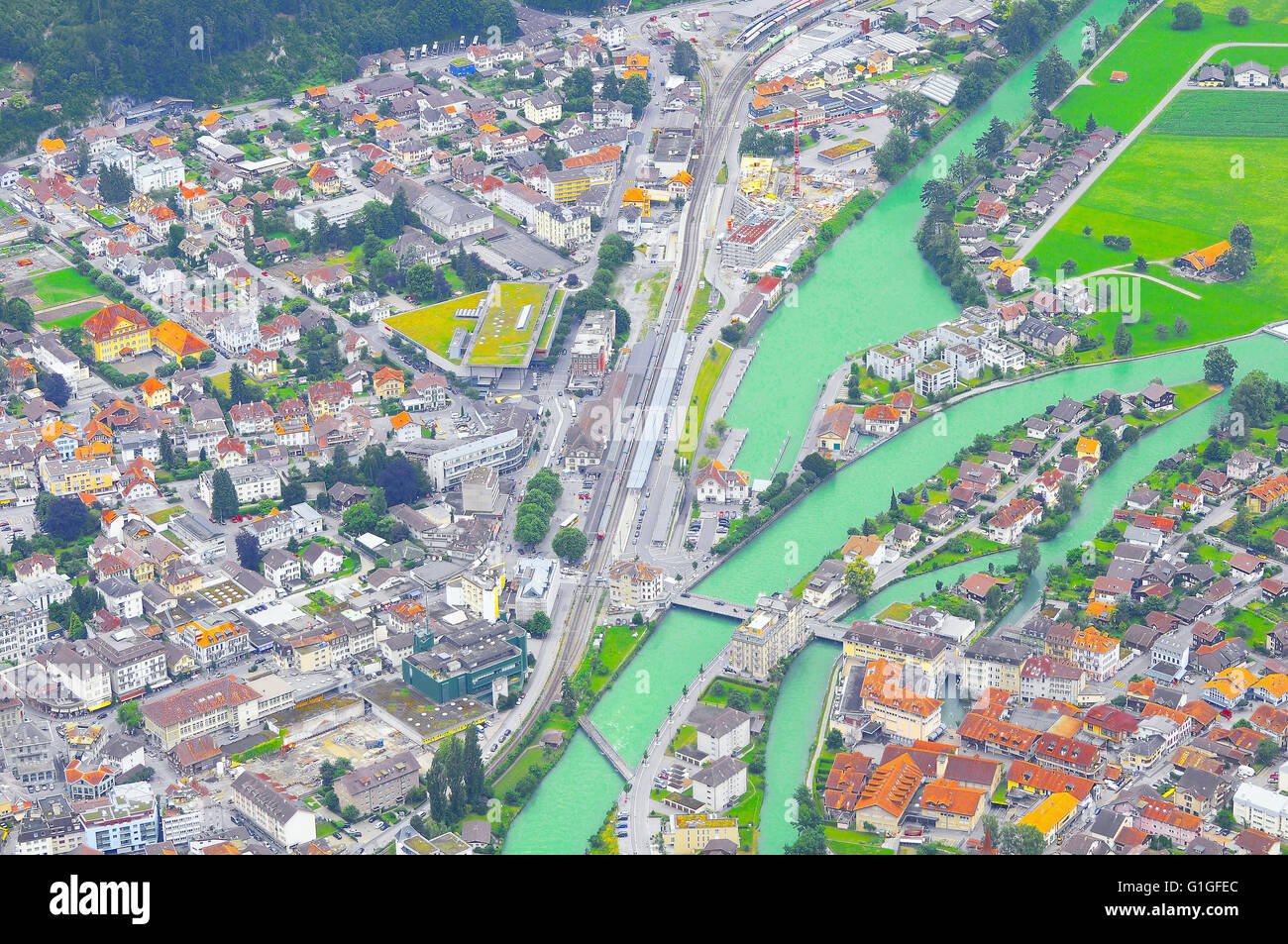 Aerial view of district of Interlaken. Switzerland Stock Photo Alamy