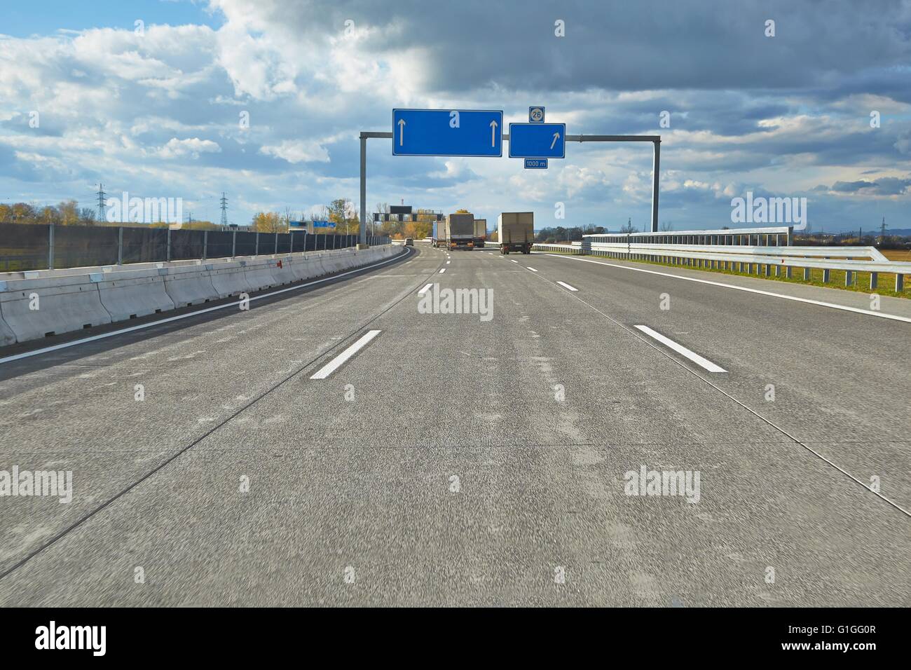Highway Driver View Stock Photo - Alamy