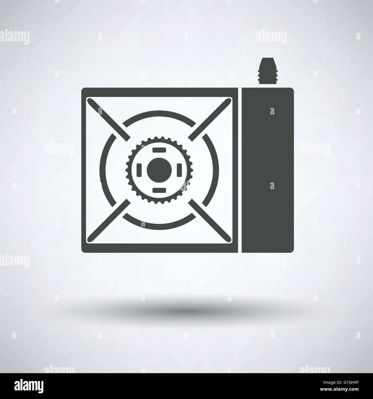 Camping gas burner stove icon on gray background with round shadow. Vector illustration. Stock Vector