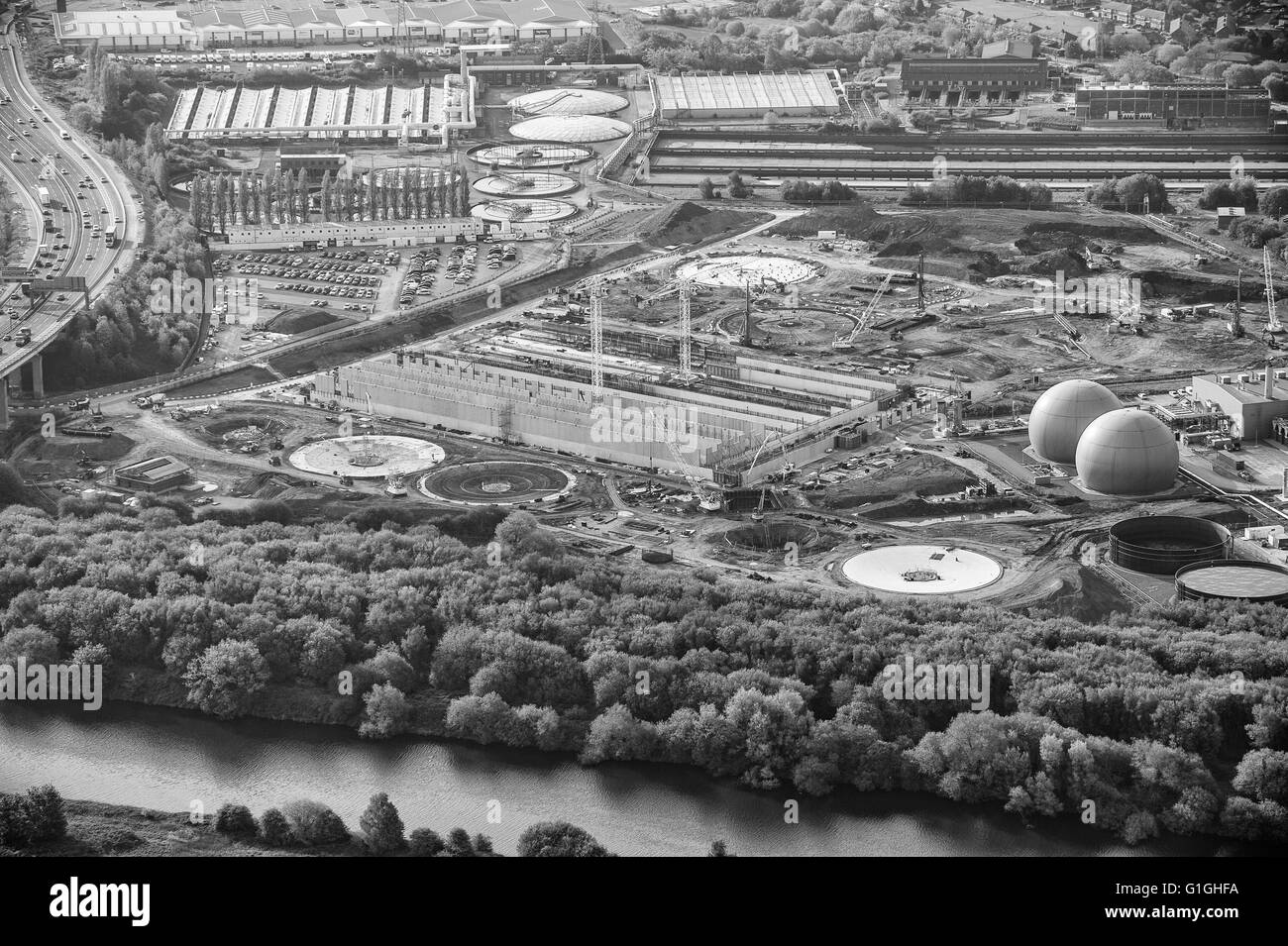 Aerial photo of new development at Davyhulme Waste Water Works Stock Photo Alamy