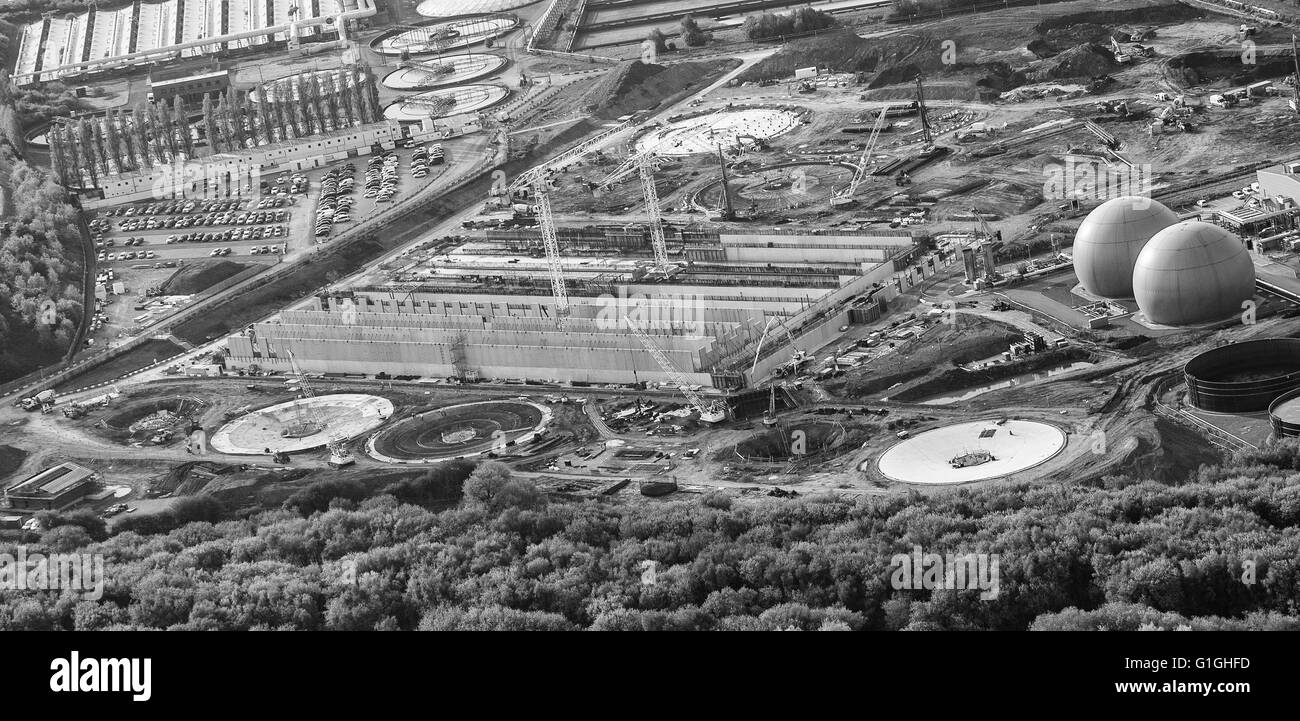 Aerial photo of new development at Davyhulme Waste Water Works Stock