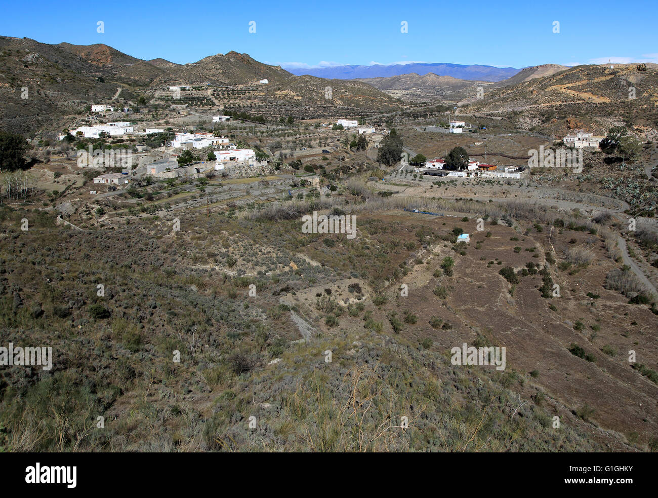 Landscape and small village Rambla Honda, in Sierra Alhamilla mountains