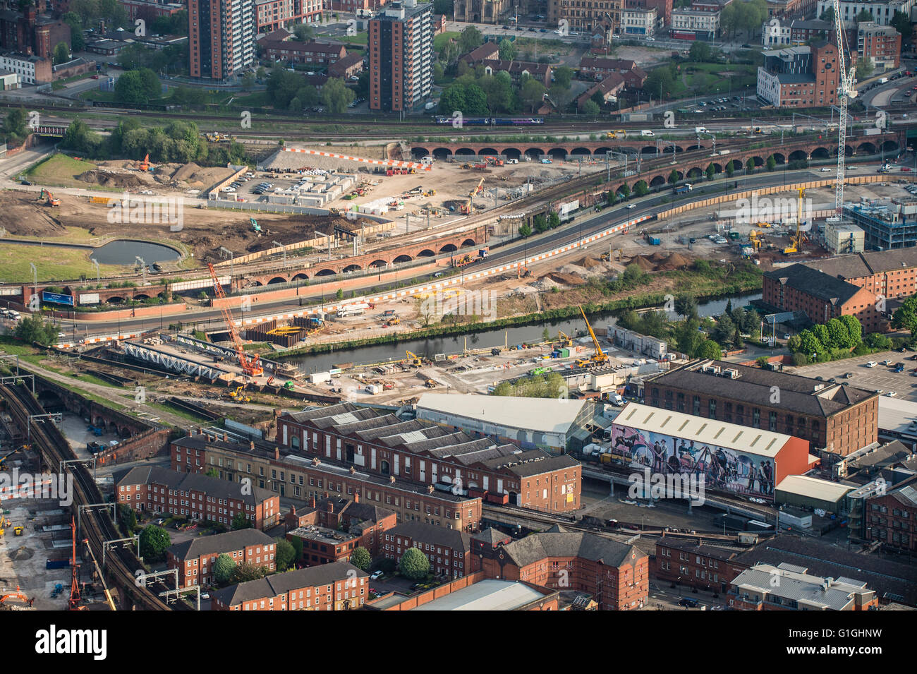 Aerial photo of derelict land Salford Stock Photo Alamy