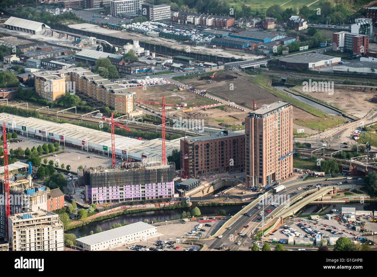 Aerial photo of derelict land Salford Stock Photo Alamy