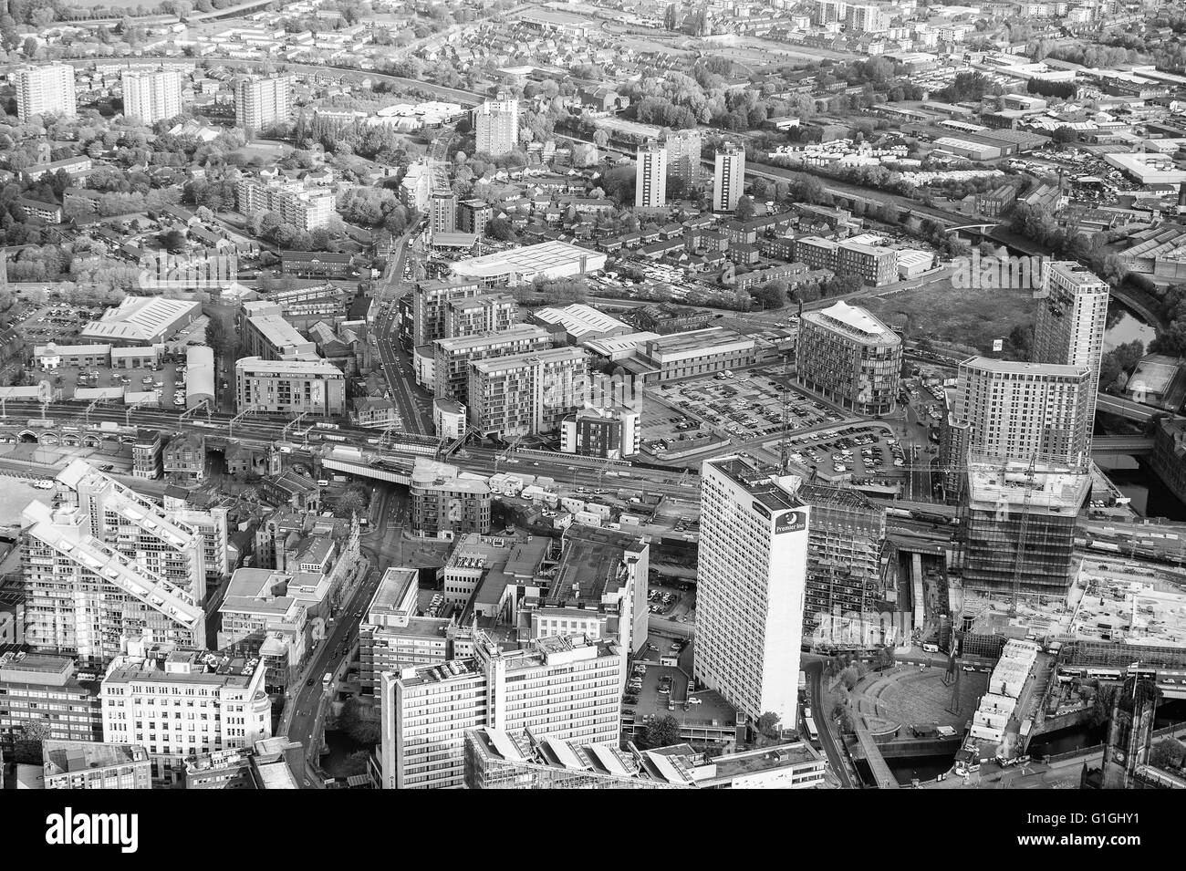 Aerial photo over Manchester Stock Photo - Alamy