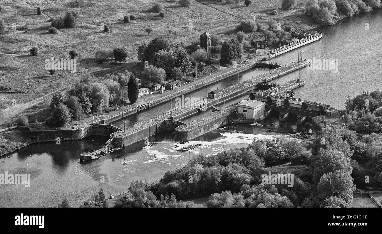 Aerial photo of Manchester Ship Canal Barton Locks Stock Photo