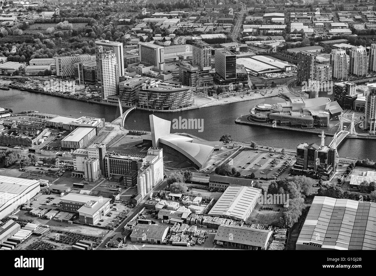 Aerial photo of Salford Quays Stock Photo Alamy