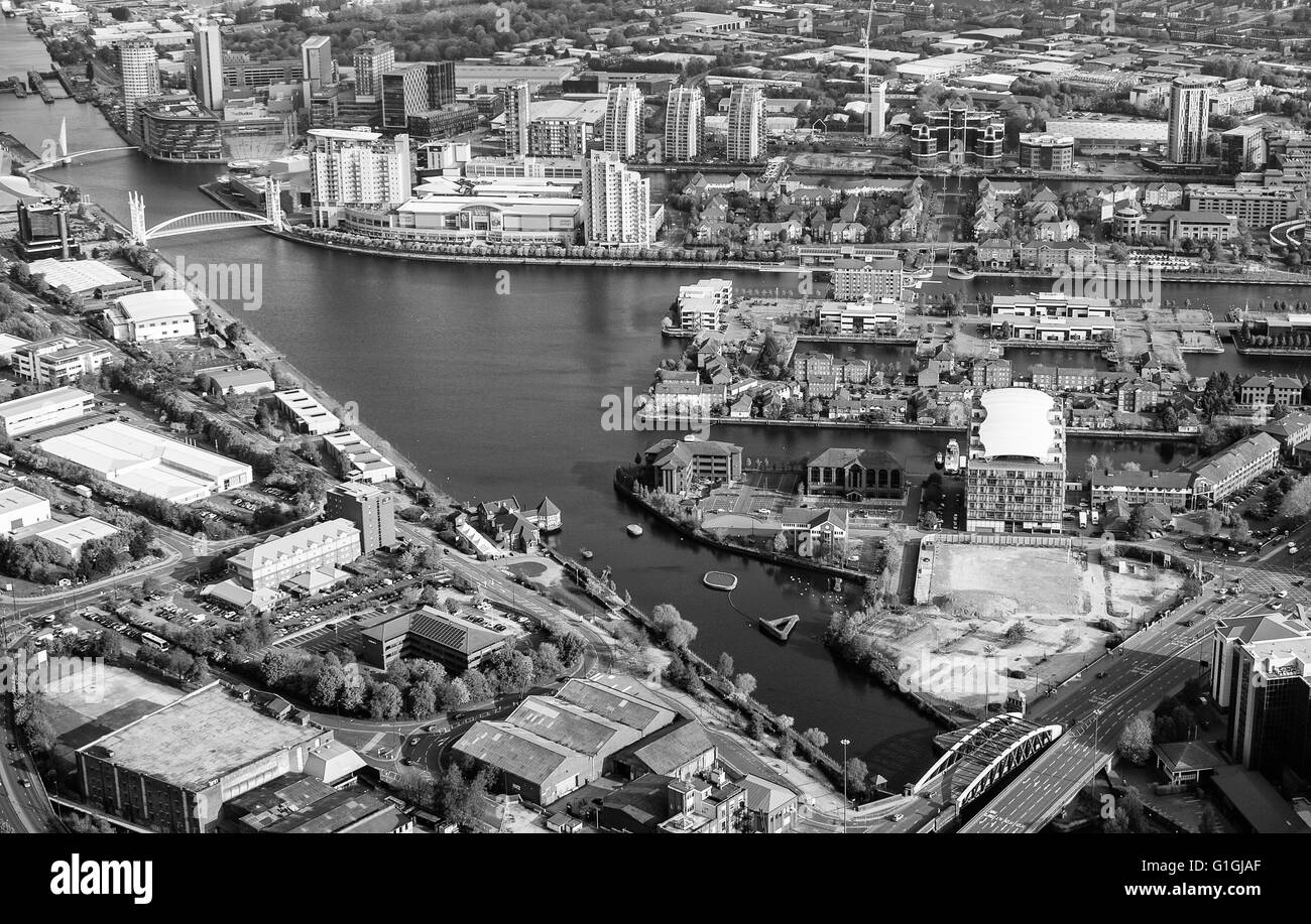 Aerial photo of Salford Quays and Media City Stock Photo Alamy