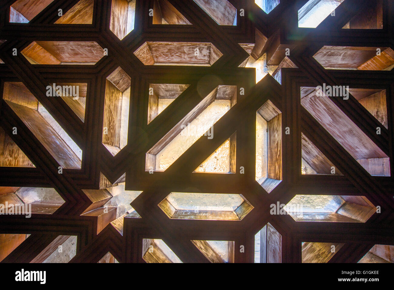 Wooden lattice window. Mosque-Cathedral, Cordoba, Spain. Stock Photo