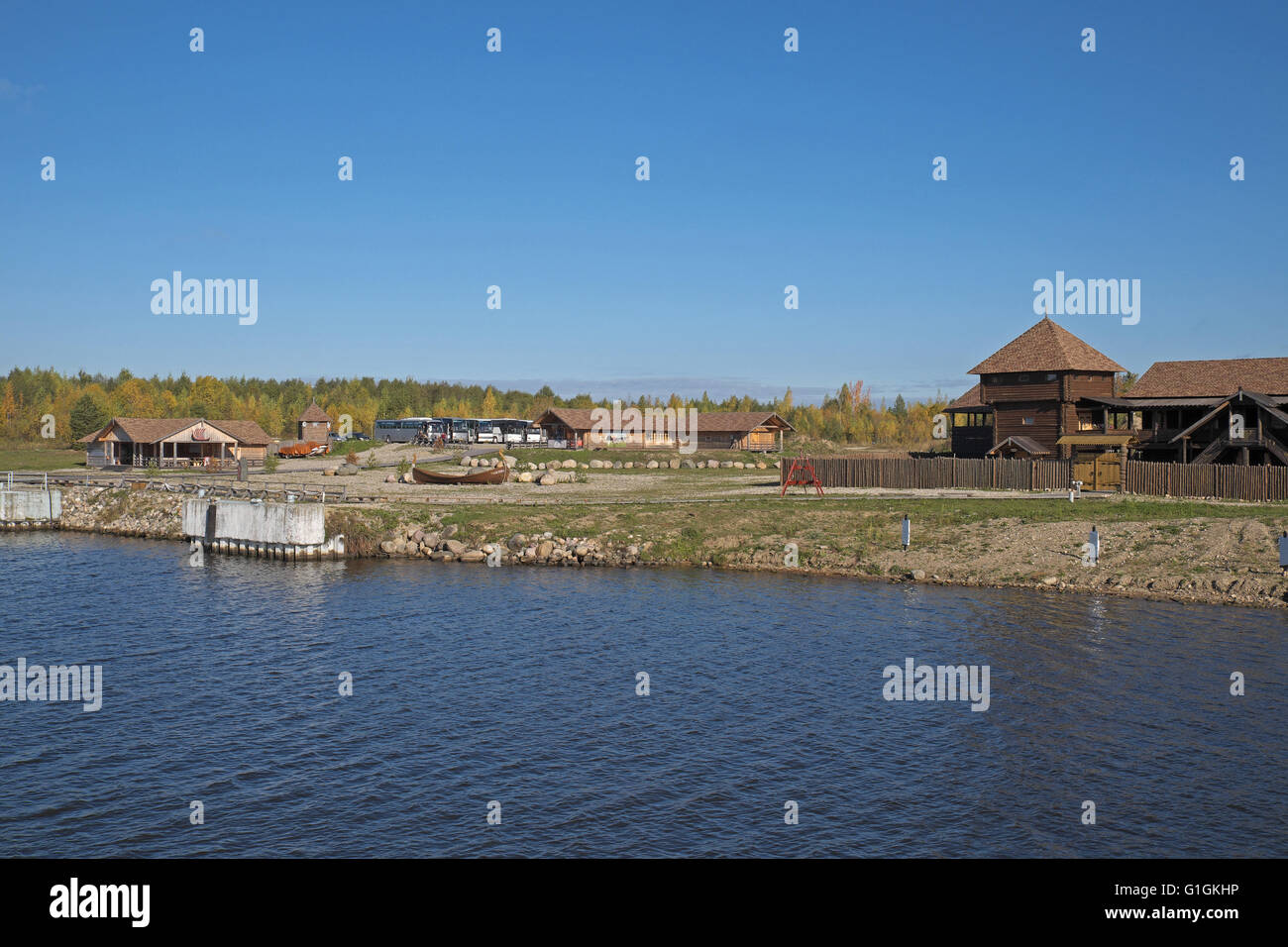 Kuzino, River Volga, near Kirillov-Belozersky Monastery, north of Vologda, Russia. Stock Photo