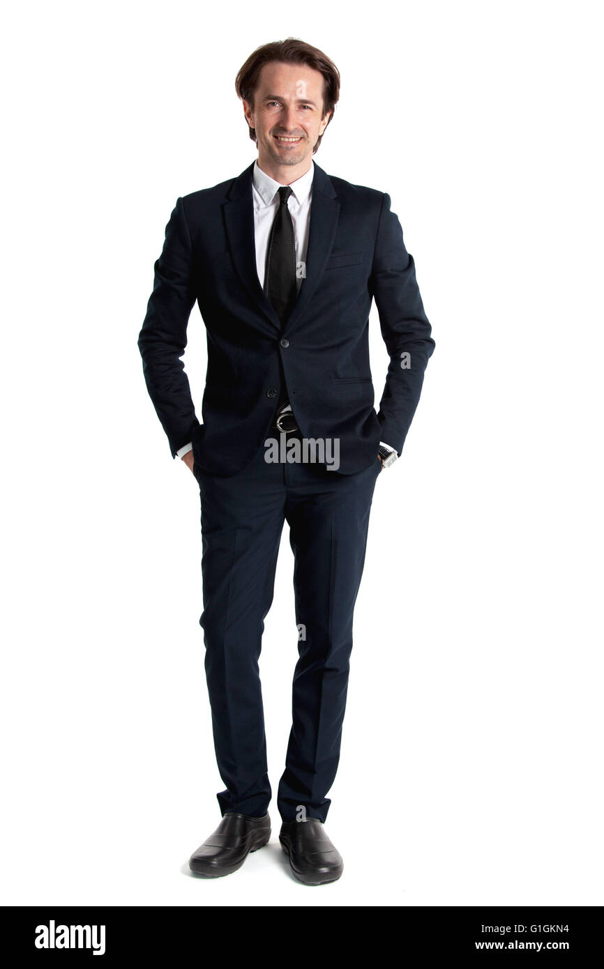 Portrait of businessman in suit isolated on white background Stock ...