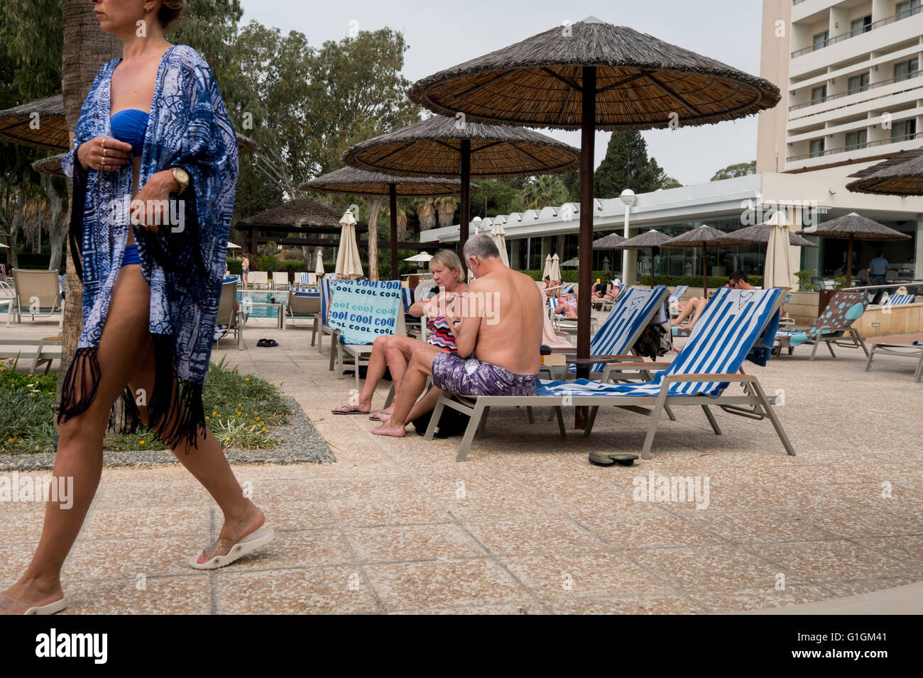 Vacationing tourists relaxing on holiday resort. Stock Photo