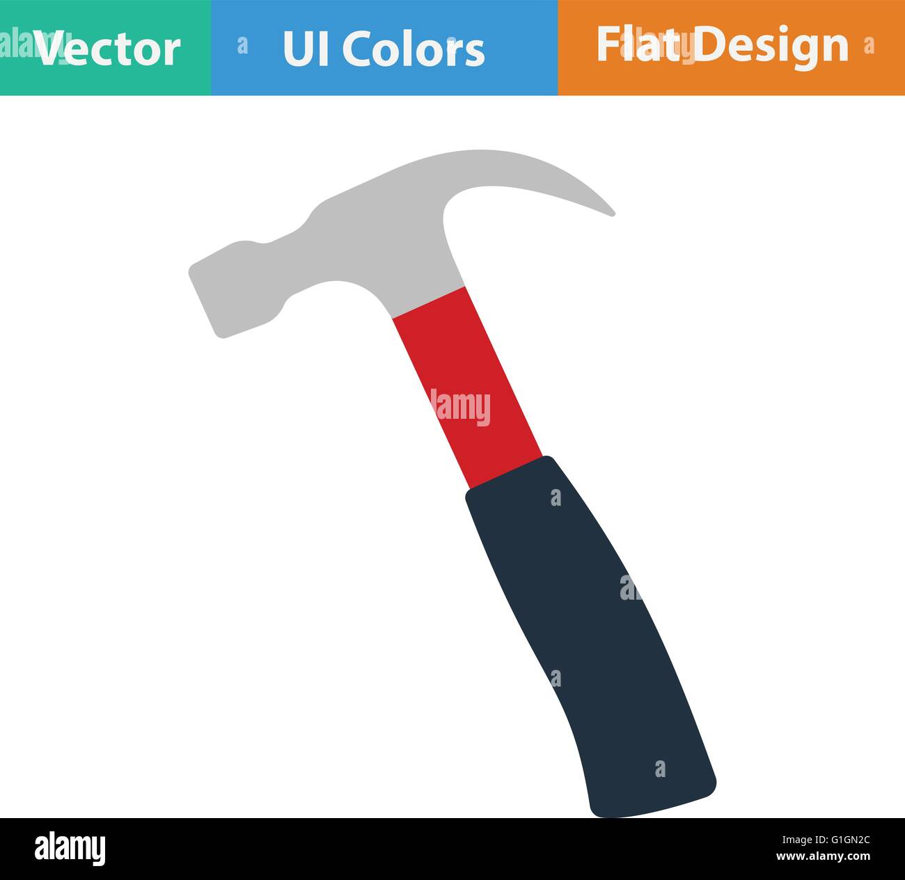 Flat design icon of hammer in ui colors. Vector illustration Stock ...