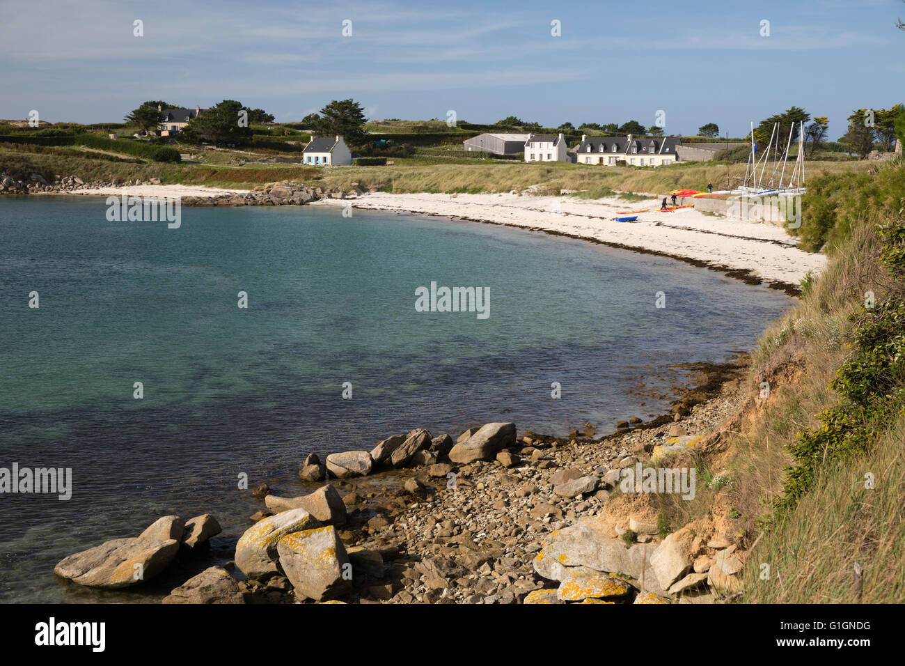 Porz an Iliz beach in south east of island, Ile de Batz, near Roscoff, Finistere, Brittany, France, Europe Stock Photo