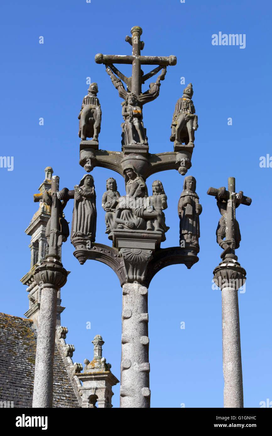 Detail of the calvary, Saint-Thegonnec, Finistere, Brittany, France, Europe Stock Photo