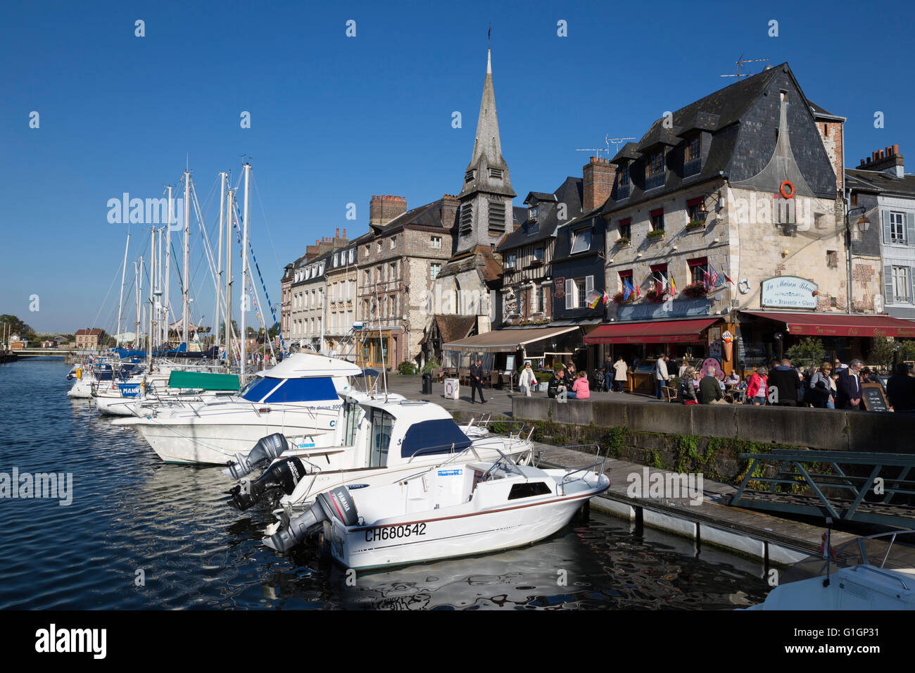 Saint Etienne Quay in Vieux Bassin, Honfleur, Normandy, France, Europe Stock Photo