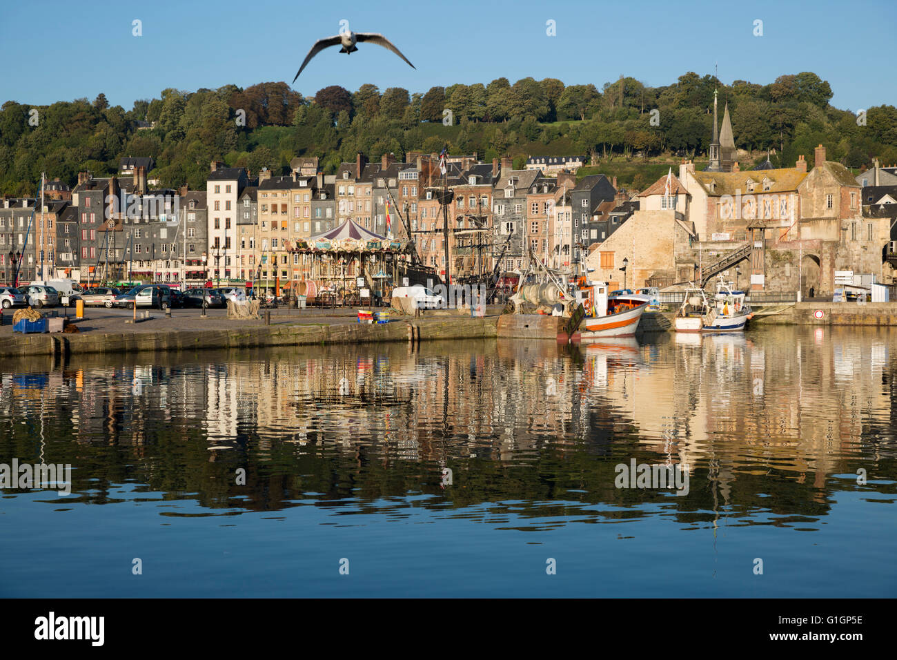 Saint Catherine Quay in the Vieux Bassin viewed from Avant Port, Honfleur, Normandy, France, Europe Stock Photo