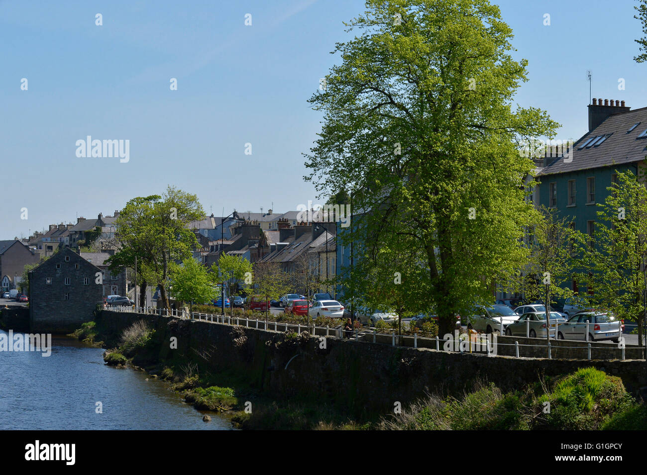 Main Street and River Lennon,  Ramelton, County Donegal, Ireland. Stock Photo
