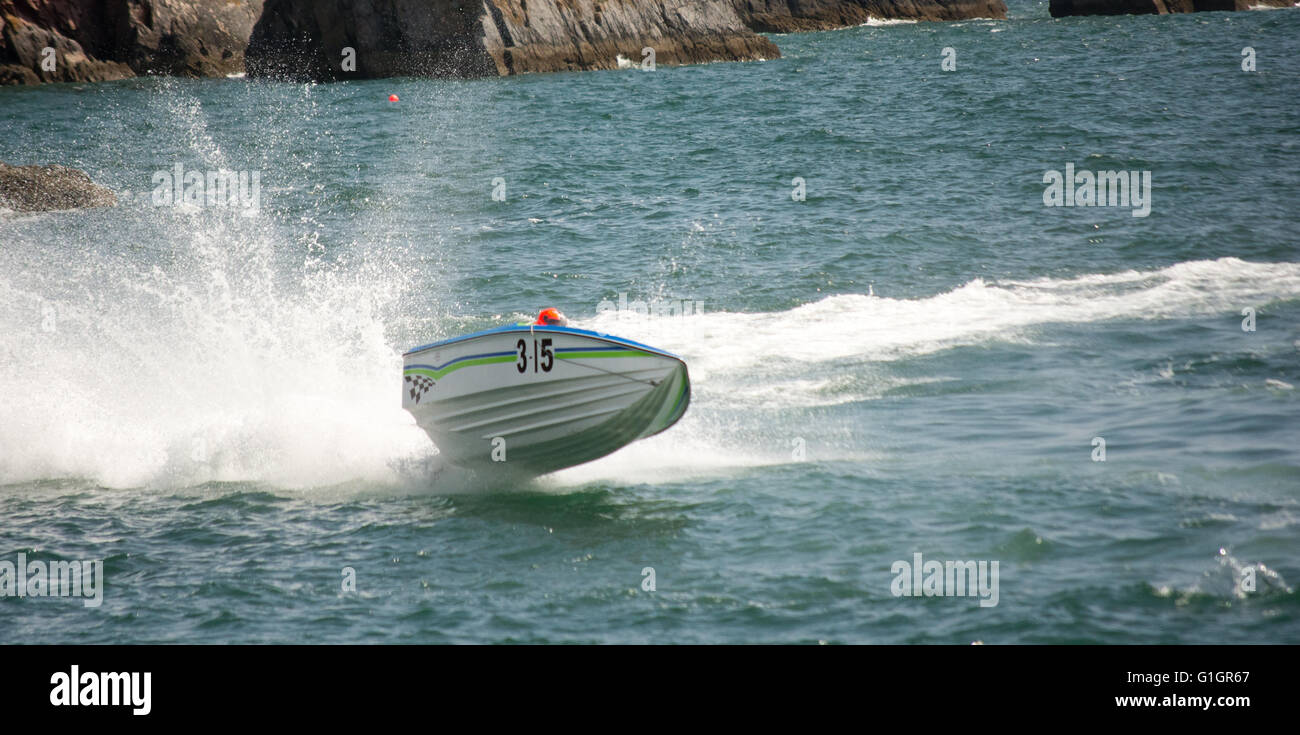 Powerboat racing around Torbay by the Offshore Circuit Racing Drivers Association at Torquay, Devon, UK, May 2016. Stock Photo