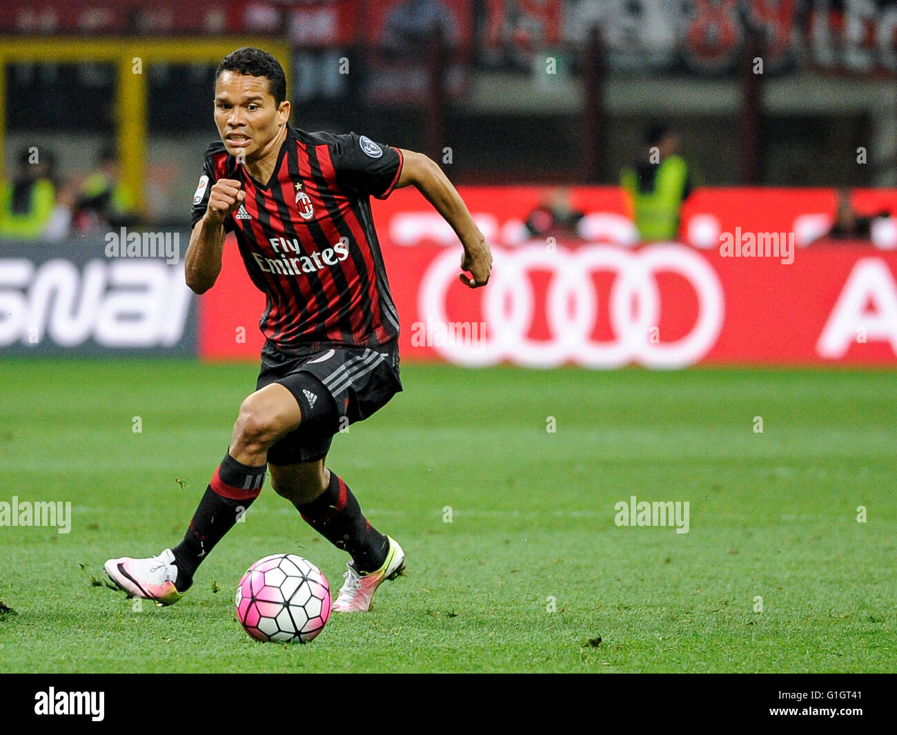 Milan, Italy. 14 may, 2016: Carlos Bacca in action during the Serie A footbll match between AC Milan and AS Roma. Credit:  Nicolò Campo/Alamy Live News Stock Photo
