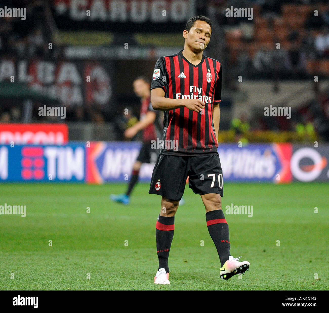 Milan, Italy. 14 may, 2016: Carlos Bacca is disappointed during the Serie A footbll match between AC Milan and AS Roma. Credit:  Nicolò Campo/Alamy Live News Stock Photo